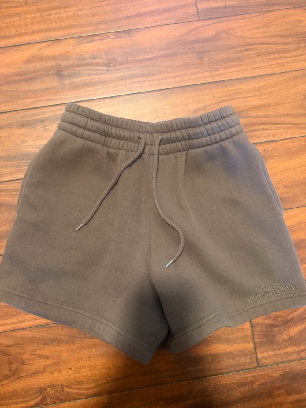 White Fox Brown Drawstring Athletic Lounge Shorts - Picture 7 of 9